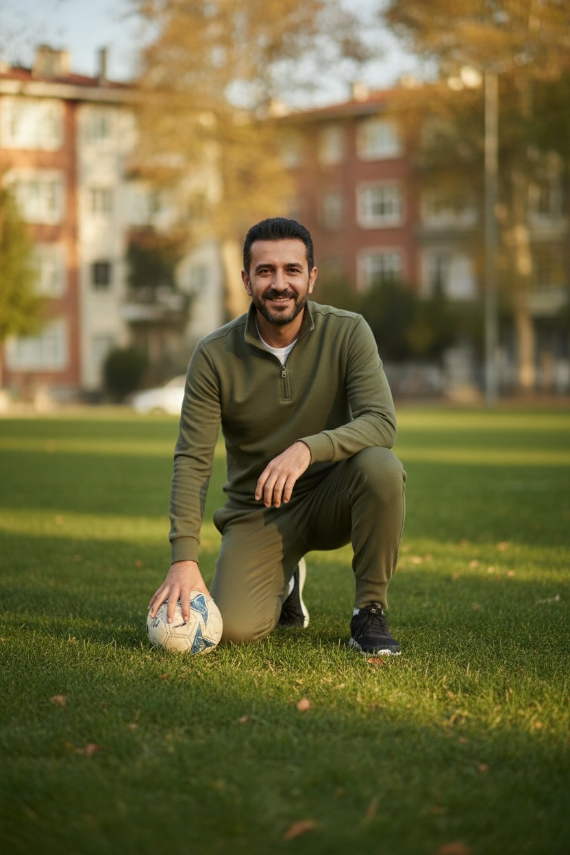 Kurucu antrenör Emre Yılmaz sahada çocuklarla birlikte